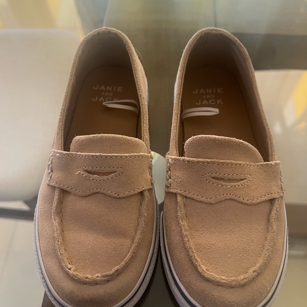 Janie and Jack Beige Kids Moccasins